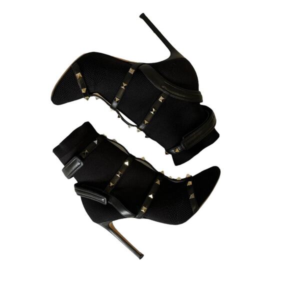 Valentino Bodytech Gold Rockstud Black Ankle Boots Size 38.5 - Picture 8 of 16